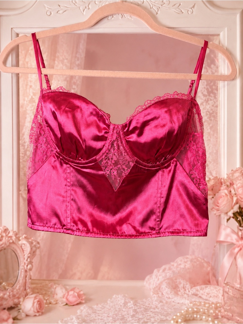 NWT Cotton Candy LA Pink Bustier Corset Crop Top | Size Medium